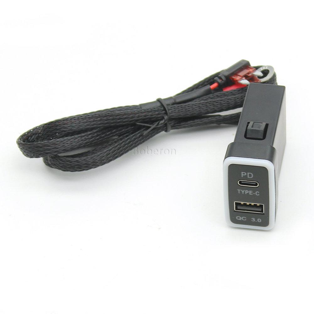 Auto TYPE-C PD QC3.0 USB Interface Dual Socket Port Charger Using For Toyota Tacoma Land Cruiser Reiz Hilux Prado 120 FJ CRUISE