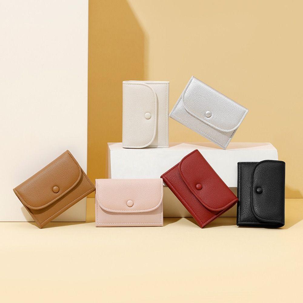 Elegant Lychee Grain Coin Purse Ultra Thin PU Leather Card Holder Women Short Wallet Outdoor