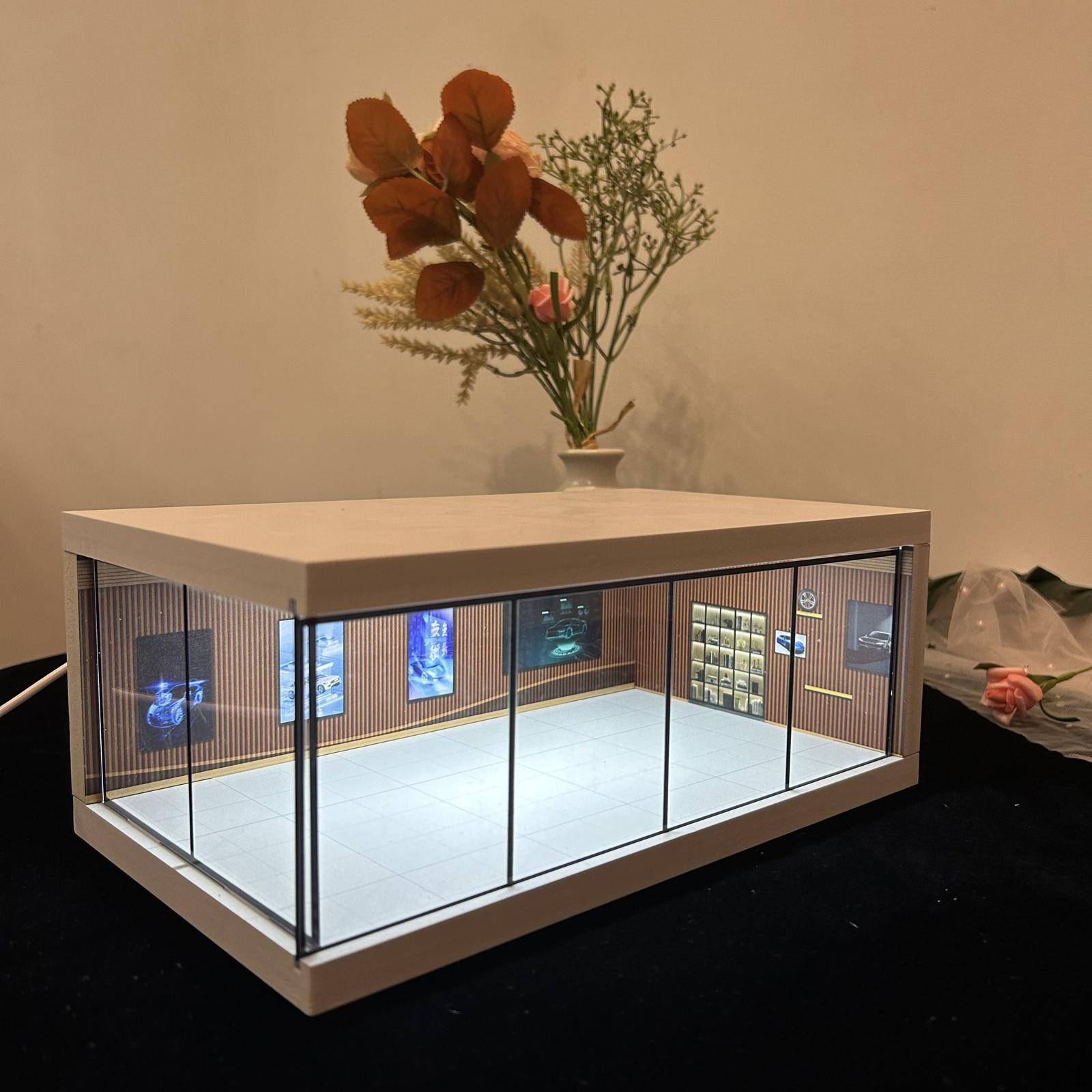 

1:64 Гаражная витрина защитная освещенная коллекционная витрина автомобиль сцена игрушка для коричневый