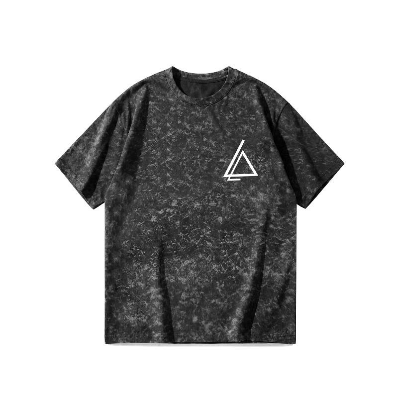 Men's Distressed Washed Short-Sleeve T-Shirt , Streetwear Crew Neck Casual Summer Top, Suitable for Casual Attire, Gym, and Layering, Machine Washable