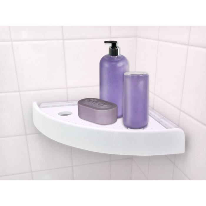 Etagère De Bain / Douche D'angle Bouton Poussoir, Blanche, Snap Up Shelf