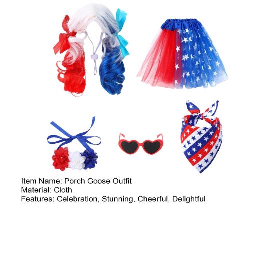 Patriotic Porch Goose Outfits 4th of July Lawn Goose Clothes with Tutu Skirt