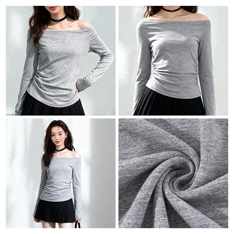 MJ STYLE Asymmetric Neck Long Sleeve T-Shirt