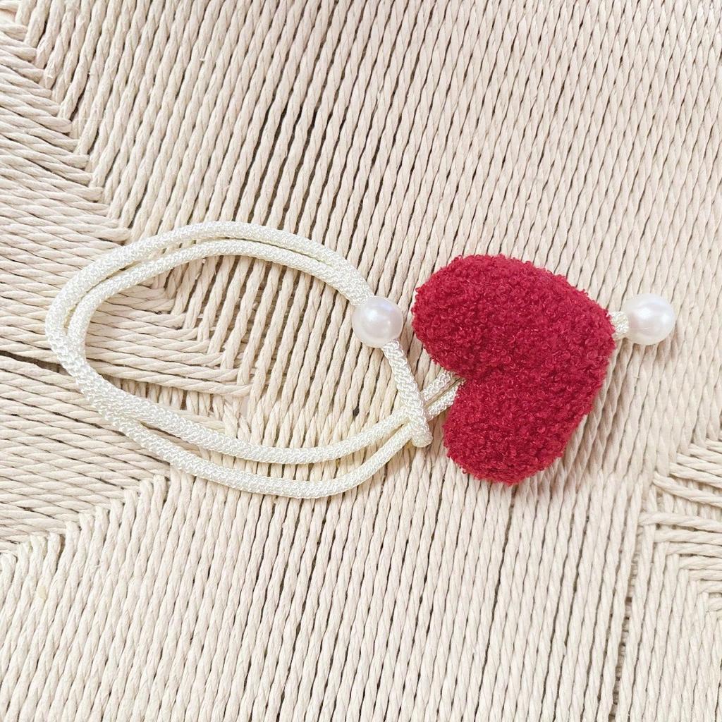 Fluffy Heart-Shaped Pearl Window Curtain Tie Back, Decor Mosquito Net Rope, Door Curtain Coffee Curtain Sun Shade Tiebacks, Christmas Red