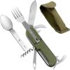 7 In 1 Multifunctional Outdoor Tableware Stainless Steel Foldable Fork Spoon Knife Picnic Camping Hiking Travelling Dinnerware