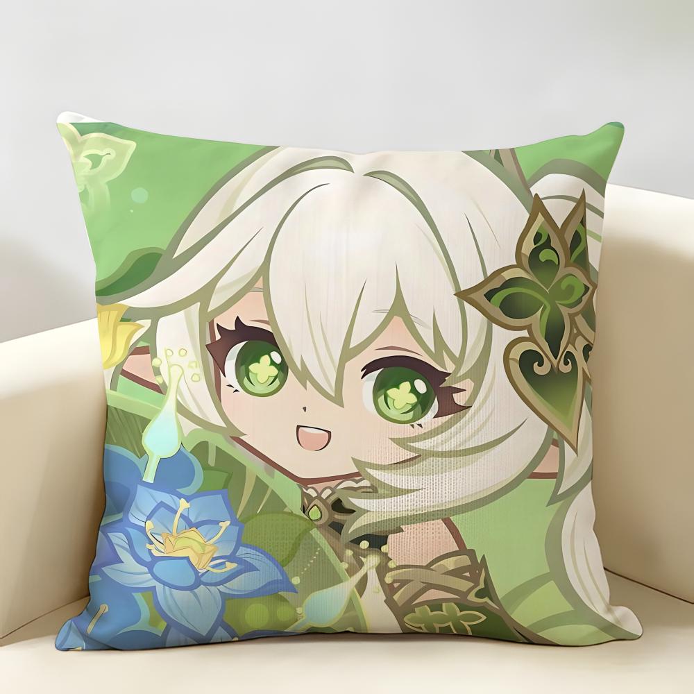 Nahida Genshin Impact Cushion Cover Natural Linen Organic Fabric DoubleSided Printing Room Sofa Decor Pillow Case