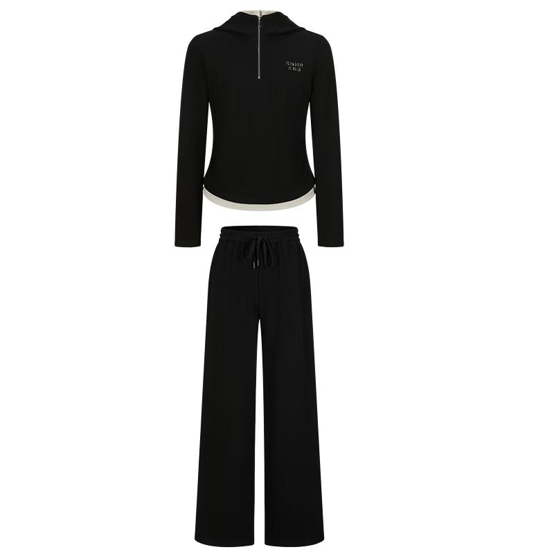 Women s Color Block Faux Two-Piece Hoodie & Pants Set M