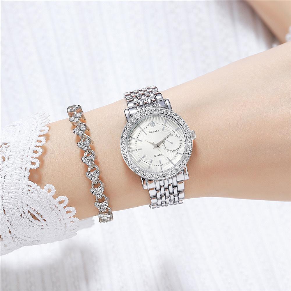 Elegant Women's Two Tone Crystal Watch Stainless Steel Band Quartz Wristwatch Ladies Dress Watches