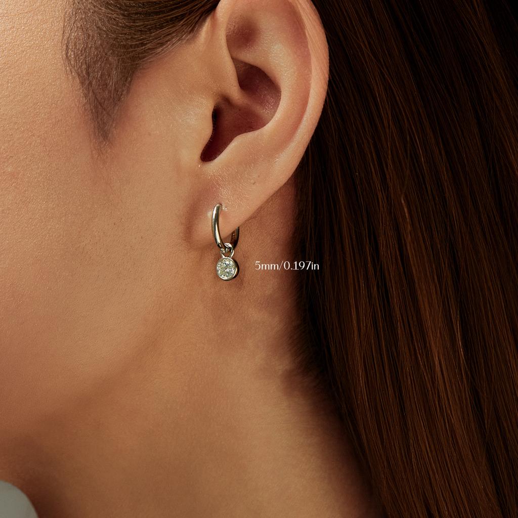 MODIAN 1CT/2CT D Moissanite Ear Buckle 925 Silver Round High Swing Hoop Earrings For Women Daily Fine Jewelry