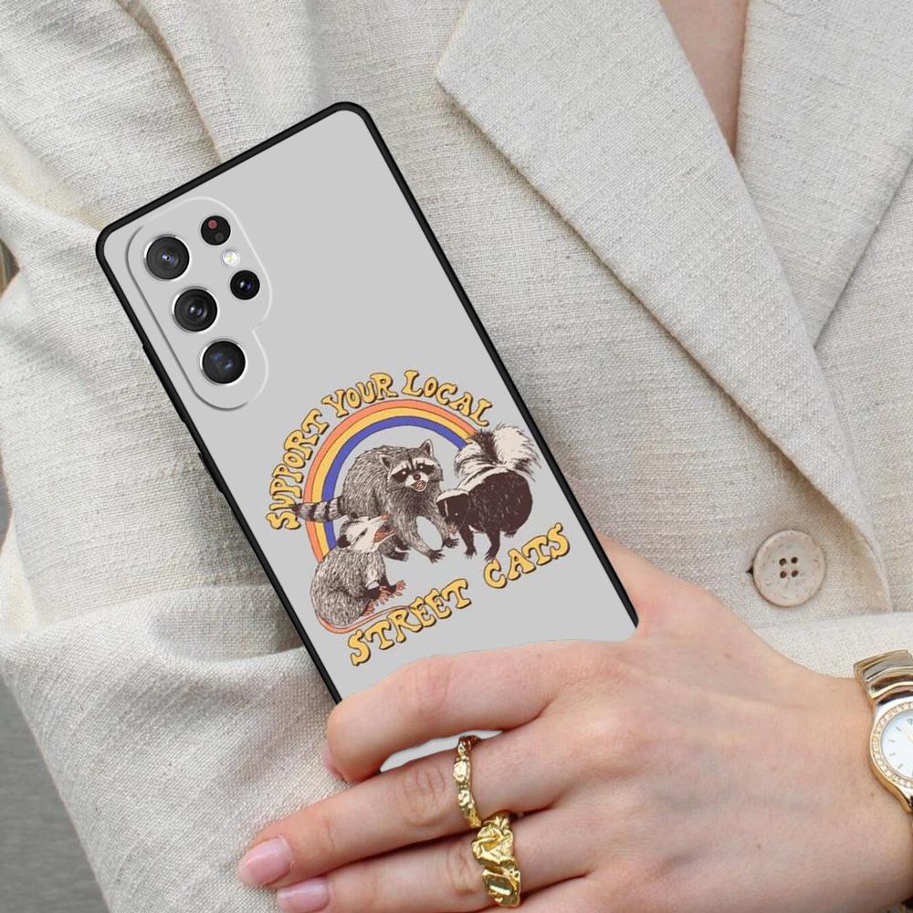 Cartoon Raccoon Kawaii Cell Phone Case for Samsung Galaxy S26 Ultra S25 S24 S23 S22 S21 S20 Note10 Cover