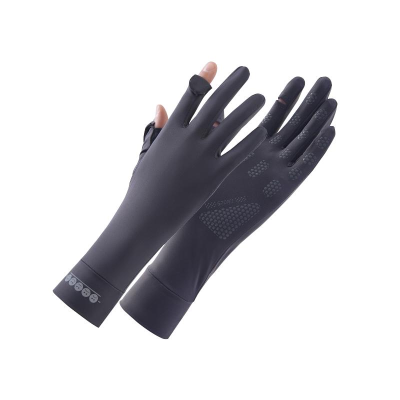 Sunscreen Gloves for Women In Summer Thin UV Proof Finger-revealing Medium Length Ice Silk Gloves Non Slip Driving and Riding Sports