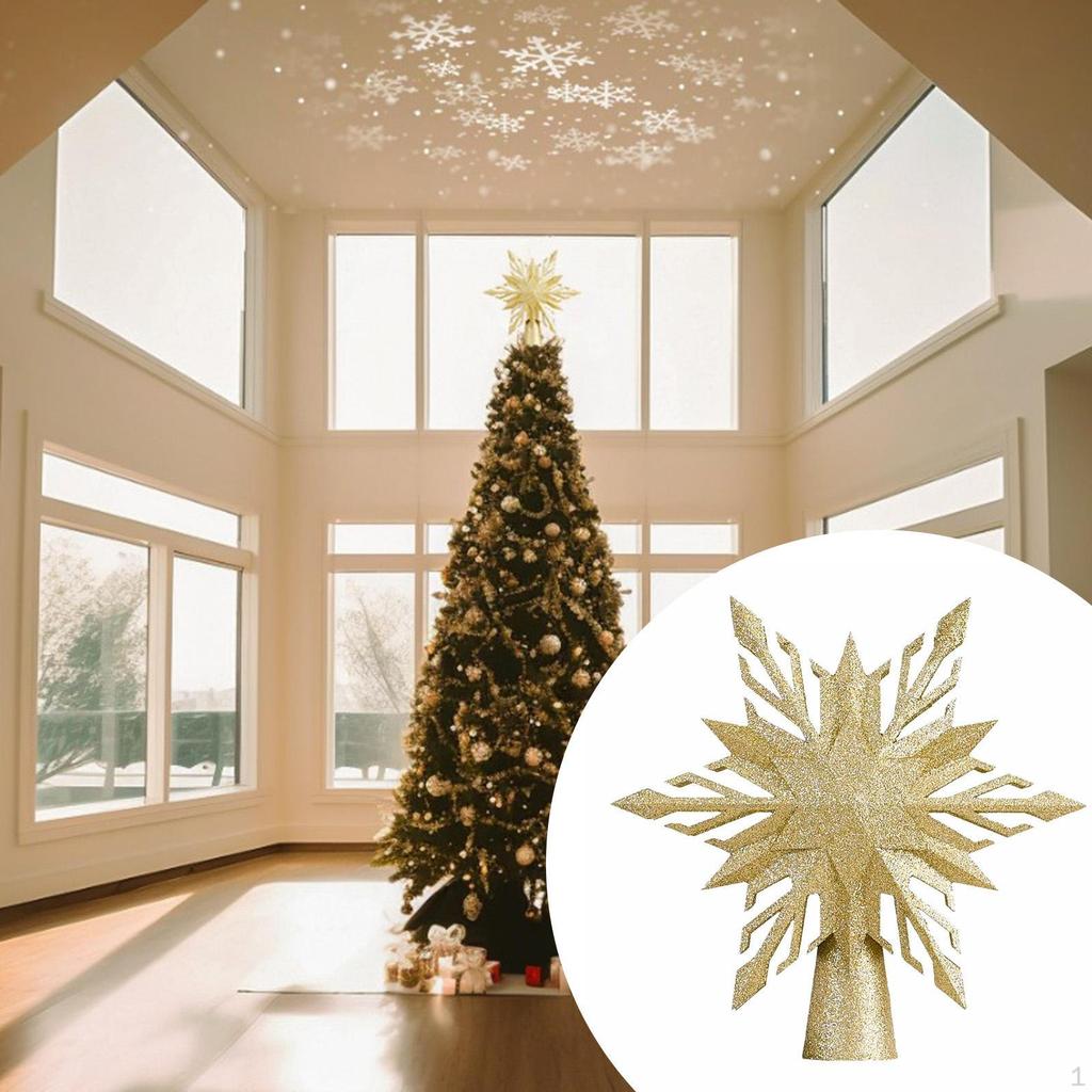 Christmas Tree Topper Projector Light Snowflake Holiday Decoration Bedroom Office Xmas Ornament