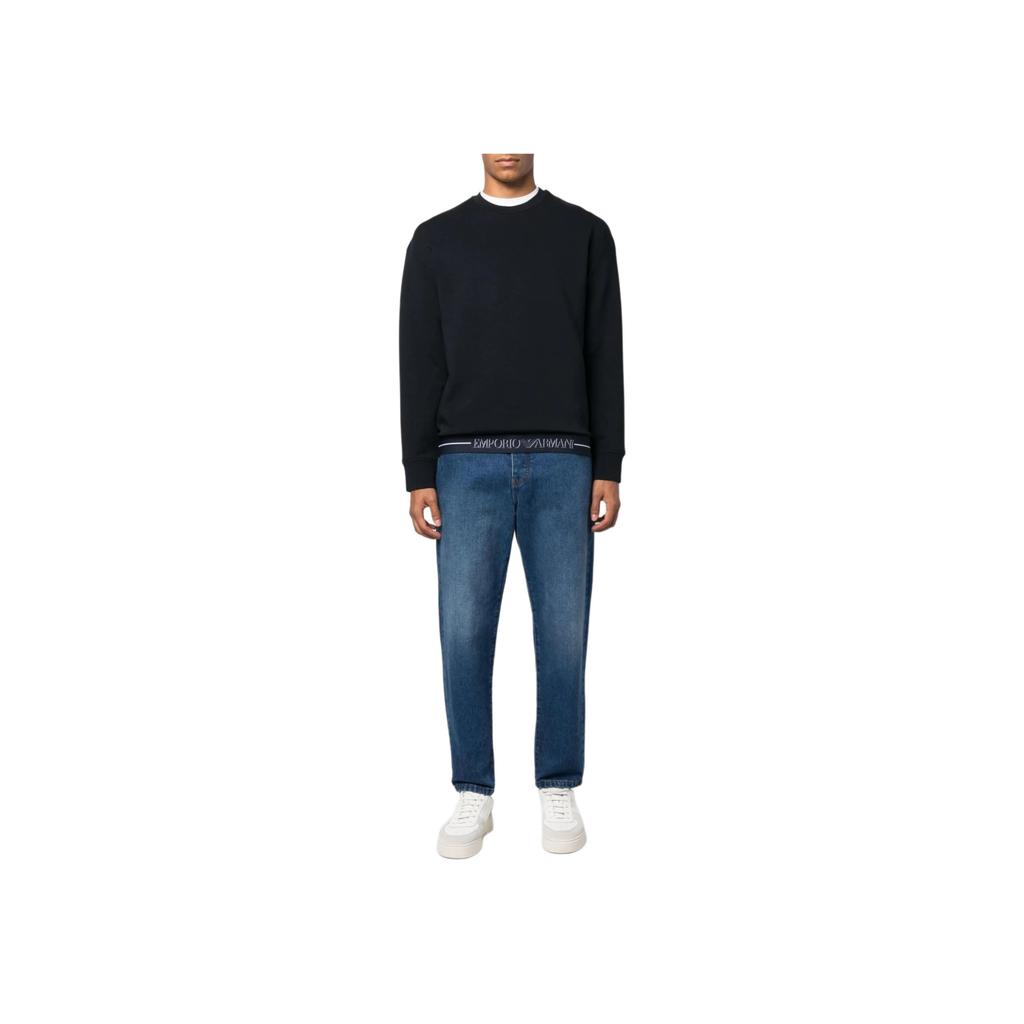 Emporio Armani Fw22 Solid Color Pullover Sweatshirt Men Sweatshirt Black 6L1MM41-JHSZ1-0999