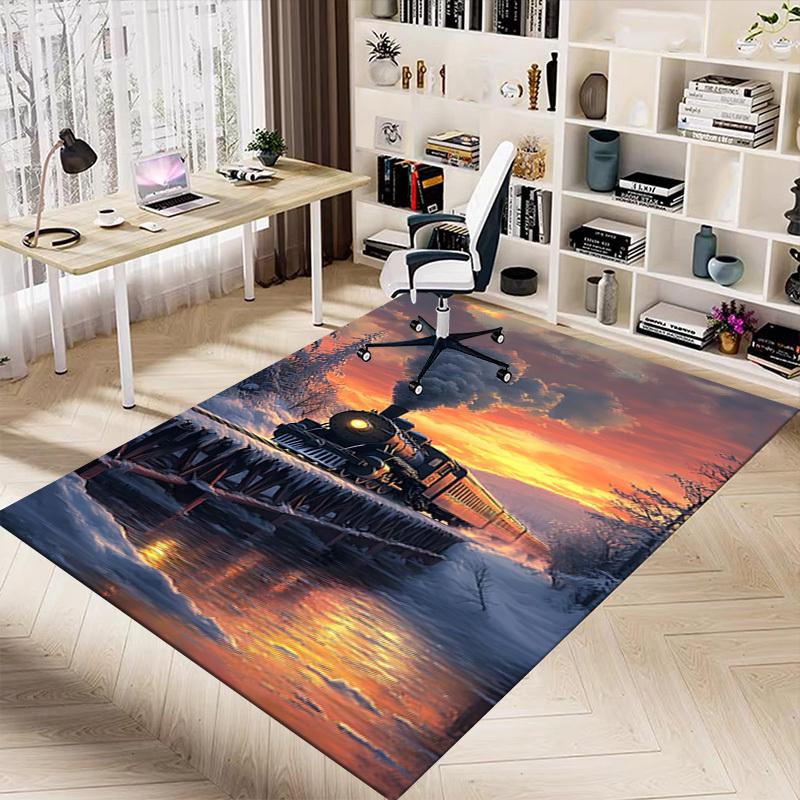 1PC train winter Carpet Office Rug Mat Home Decor Area Carpet Festival Gift Office desk chair carpet Longlasting Material