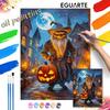 Halloween Oil Painting Digital Painting Witch Pumpkin Moonlit Village Handmade Diy Coloring Painting Home Decoration