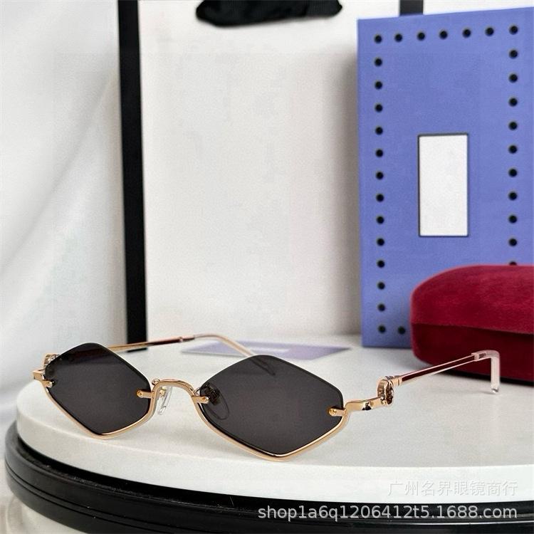 Luxury designer half-frame retro sunglasses, prismatic sunglasses, men's and women's European and American trend retro glasses S