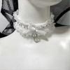 Bow Cross Heart Heart Pendant Necklace Vintage Y2K Collar Necklace Gifts Lace Necklace  Daily Wear