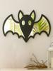 Acrylic Halloween Bat Shape Wall Mirror, Wooden Black Frame Wall Hanging for Living Room Bedroom, Spooky Aesthetic Wall Ornament