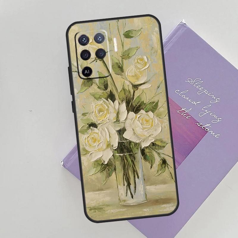 Oil Painting Flowers Case For Oppo A15 A16 A17 A52 A72 A76 A96 A74 A94 A53 A54S A57S A58 A78 A98 A77 Phone Cover