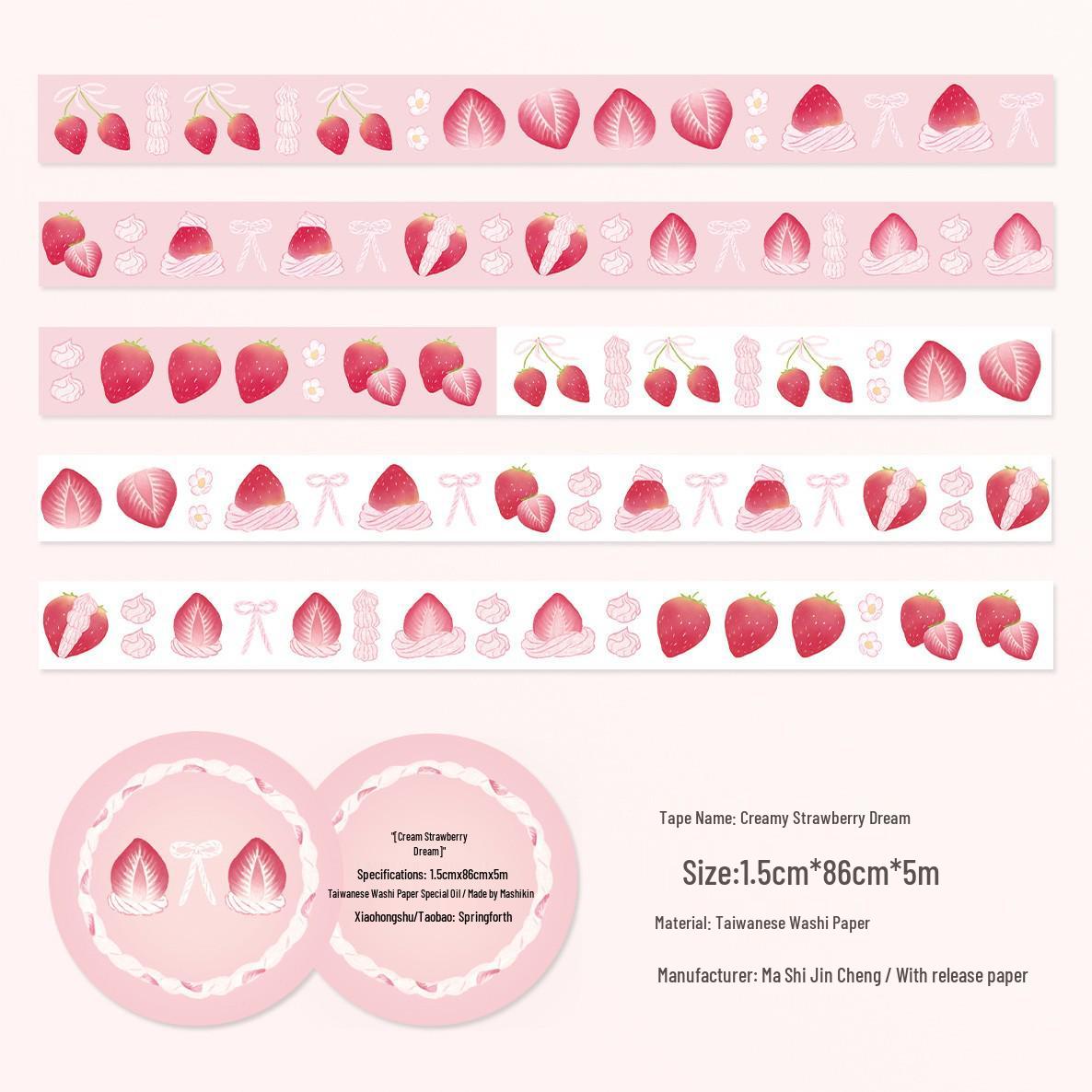 April 25th Release: Springforth Strawberry Character Die-cut Sticker Roll - Cute Journal Accessory
