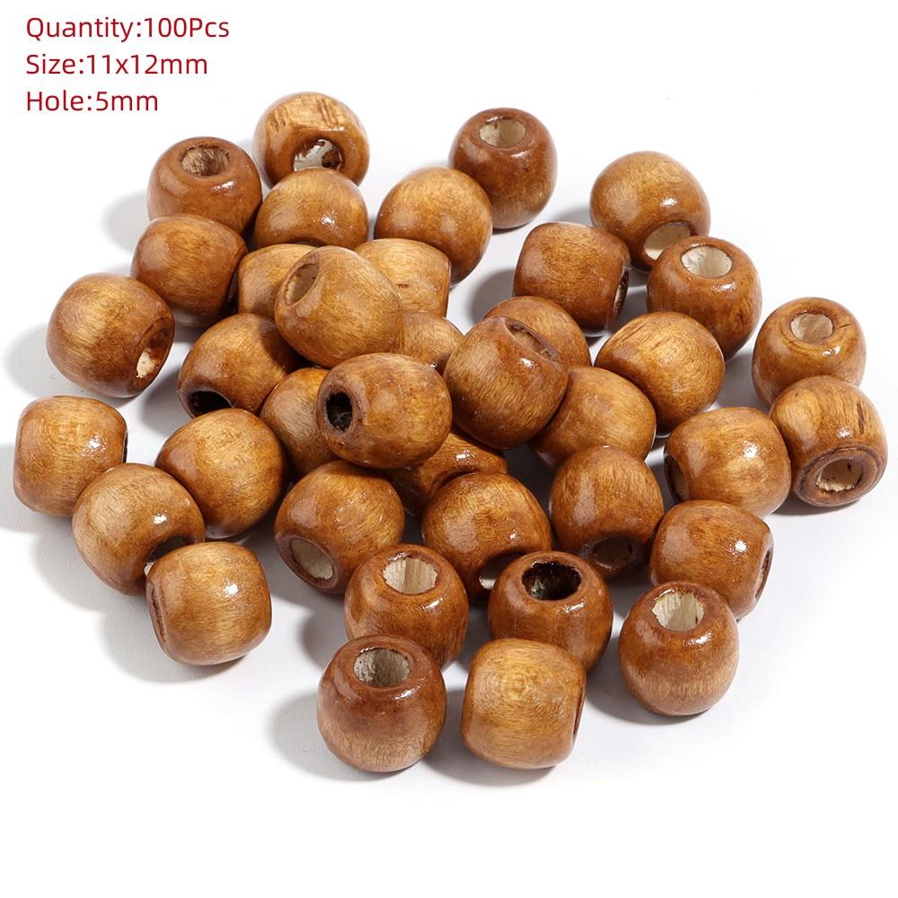 Natural Eco-Friendly Wooden Beads Round Heart Large Hole Loose Spacer Wood Beads For Jewelry Making DIY Charm Bracelets Necklace