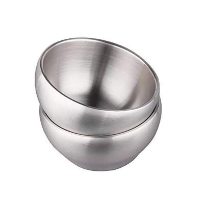 IMEEA Rice Bowls, Ramen Bowls, Udon Bowls, Stainless Steel, Dishwasher Safe, Heat Resistant, Double-Layered, 15.2cm, Set of 2, Silver