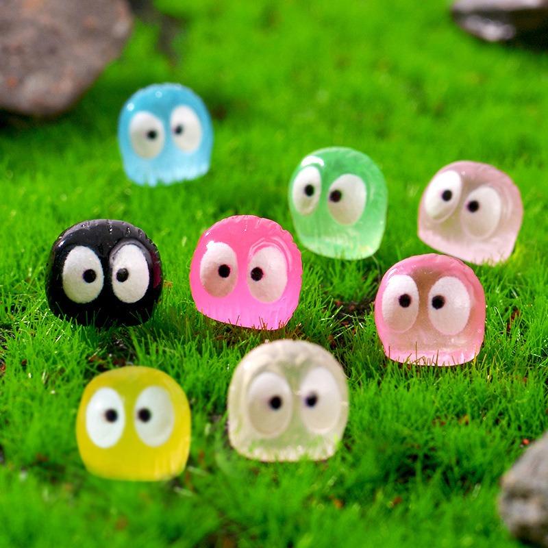 32Pcs Micro Landscape Cute Night Owl Moss Succulent Small Ornament Miniature Cartoon Black Crystal Ball Accessories