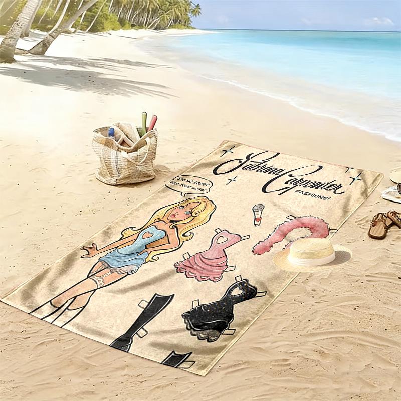 Sabrina Carpenter 2D Flat Print Beach Towel, Large Soft Quick Dry Towel for Beach Camping SwimmingZSTJ0915089