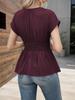 2026 Women's Slimming V-Neck Pleated Short Sleeve T-Shirt - Summer Solid Color