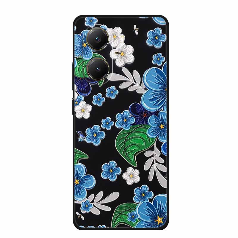 For Xiaomi POCO X7 Pro Case X7Pro 3D Relief Emboss Flowers Black Silicone Soft Back Cover Case For Redmi Turbo 4 Case Turbo4 Bag