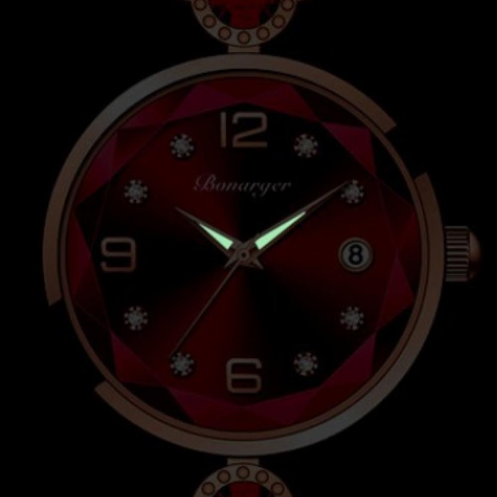Bonarger Women's Clover Diamond Bracelet Quartz Movement Luminous Waterproof Calendar Watch B3590L (4 Color)