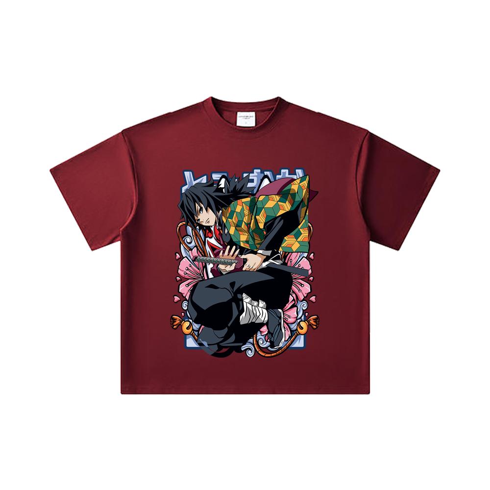 260 GSM Double Yarn 32 Count 100% Cotton Demon Slayer V74 Tomioka Print Unisex Heavy Cotton T Shirt