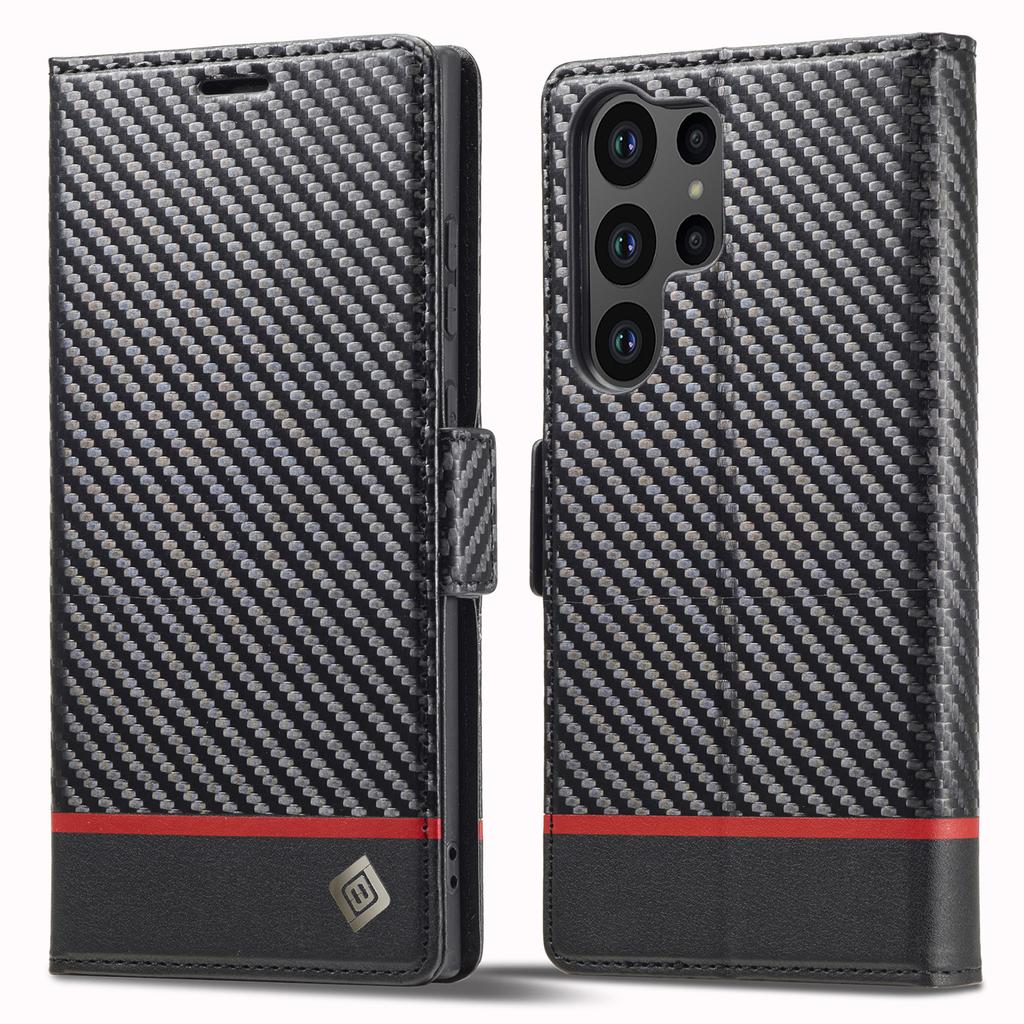 LC.IMEEKE For Samsung Galaxy S24 Ultra Case Carbon Fiber Texture Anti-drop Phone Guard Cover