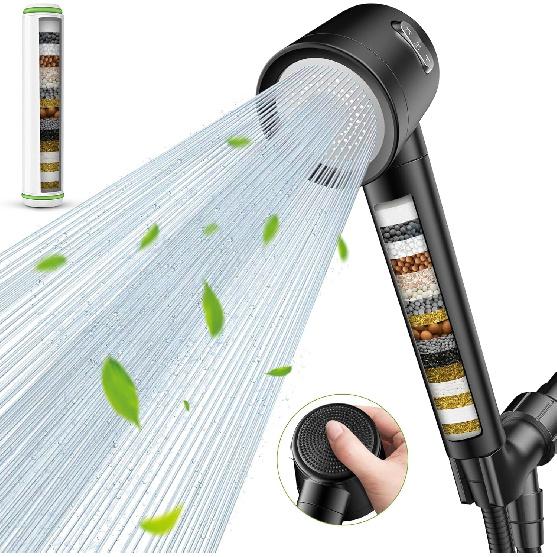 Filtered Shower Head with Handheld, High Pressure Shower Heads with 3 Spray, Showerhead with Filters Hand held for Hard Water, Remove Chlorine