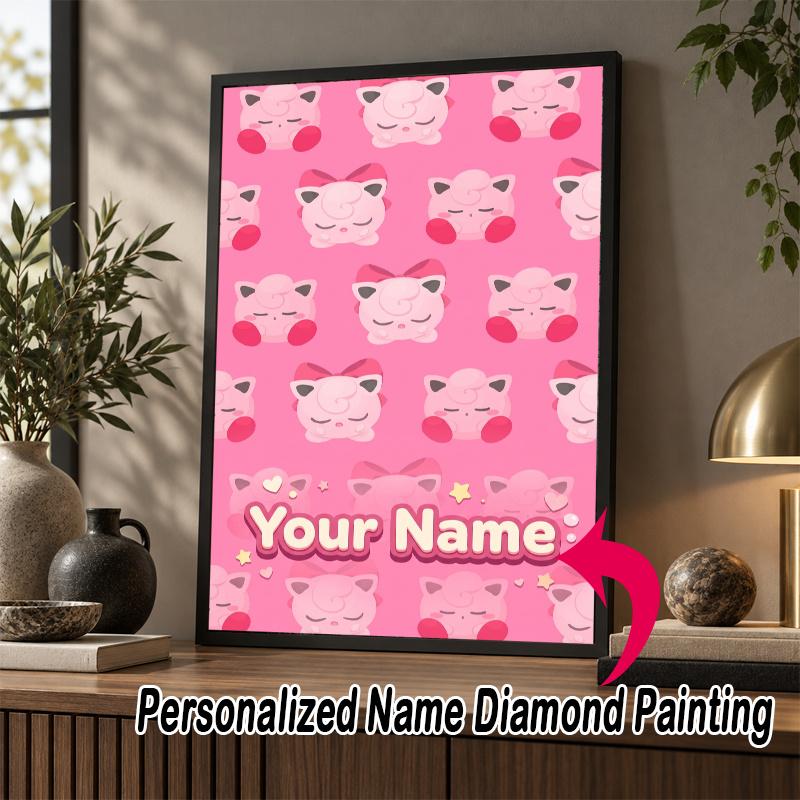 Personalized Jigglypuff Diamond Art Custom Name 5D Diamond Painting Full Drill DIY Craft
