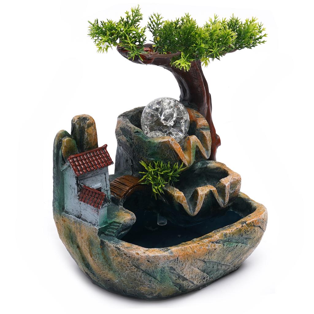 Bymaocar Tabletop Small Faux Rockery Fountain Electric Water Fountain & Color-changing LED Lighting Fish Bowl Home Decor & Gifts