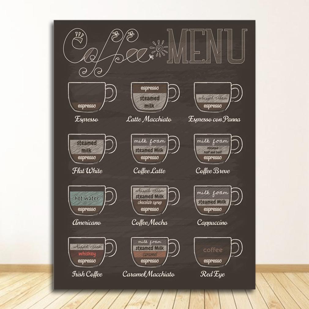 Painting Retro Wall Picture Coffee Shop Decoration Coffee Menu Prints Vintage Style Chalkboard Poster Cafe Wall Art Decor Canvas