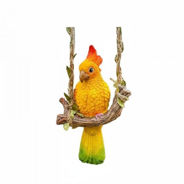 6xParrot Swing Ornament WeatherResistant Hanging Cockatoo Statue HandPainted Resin Bird