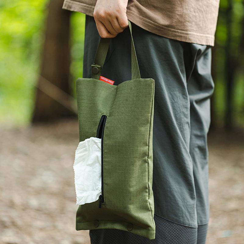 Hanging Napkin Holder Outdoor Camping Barbecue Tissue Storage Bag Portable Tissue Pouch With Zipper Paper Towel Case Container