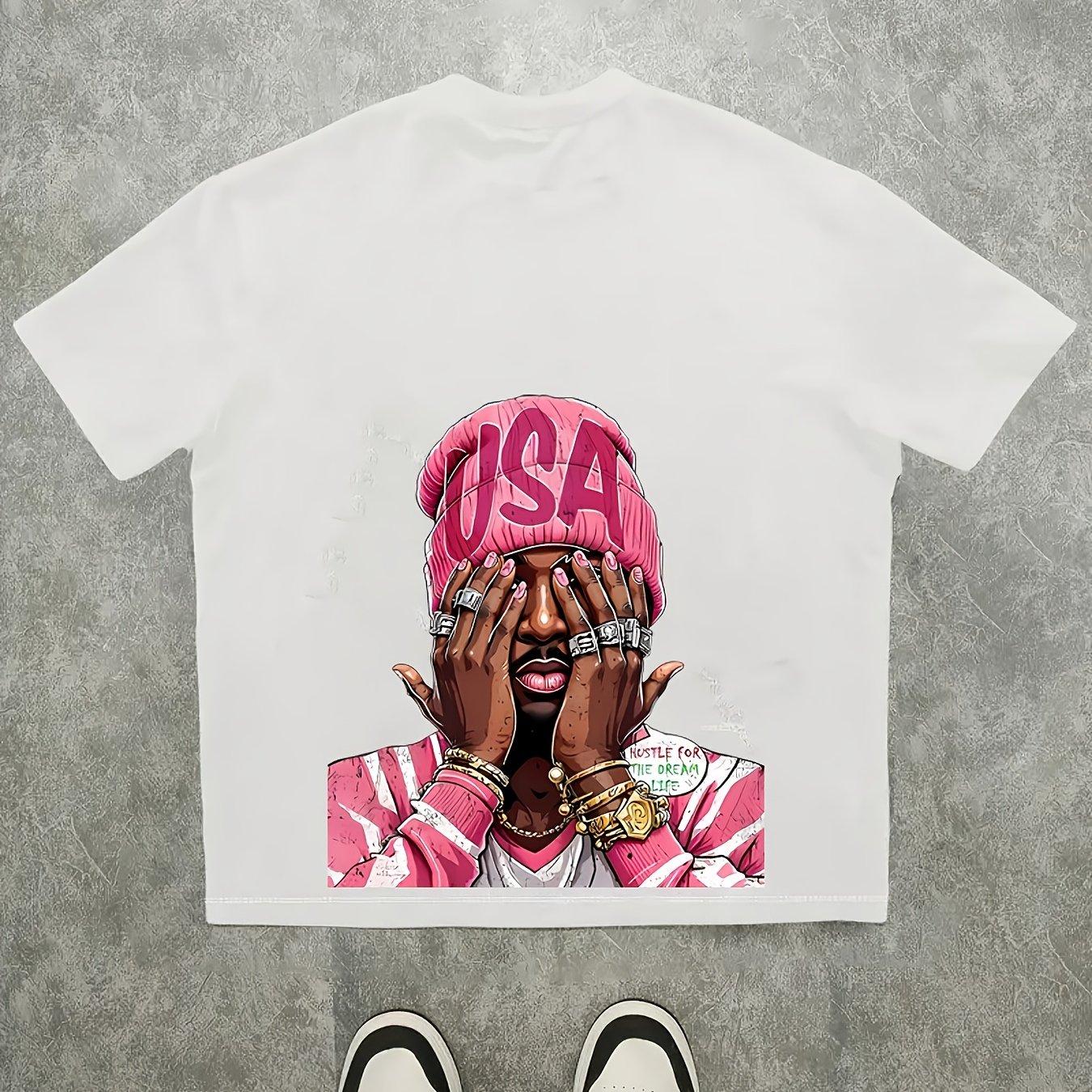 

Men s Hip Hop Graphic T-Shirt with USA Print XXL