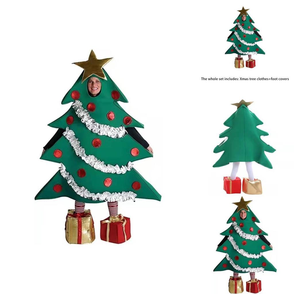 Festive Unisex Christmas Tree Cosplay Costume Funny Clothes Suit Xmas Fancy Dress Party Adults