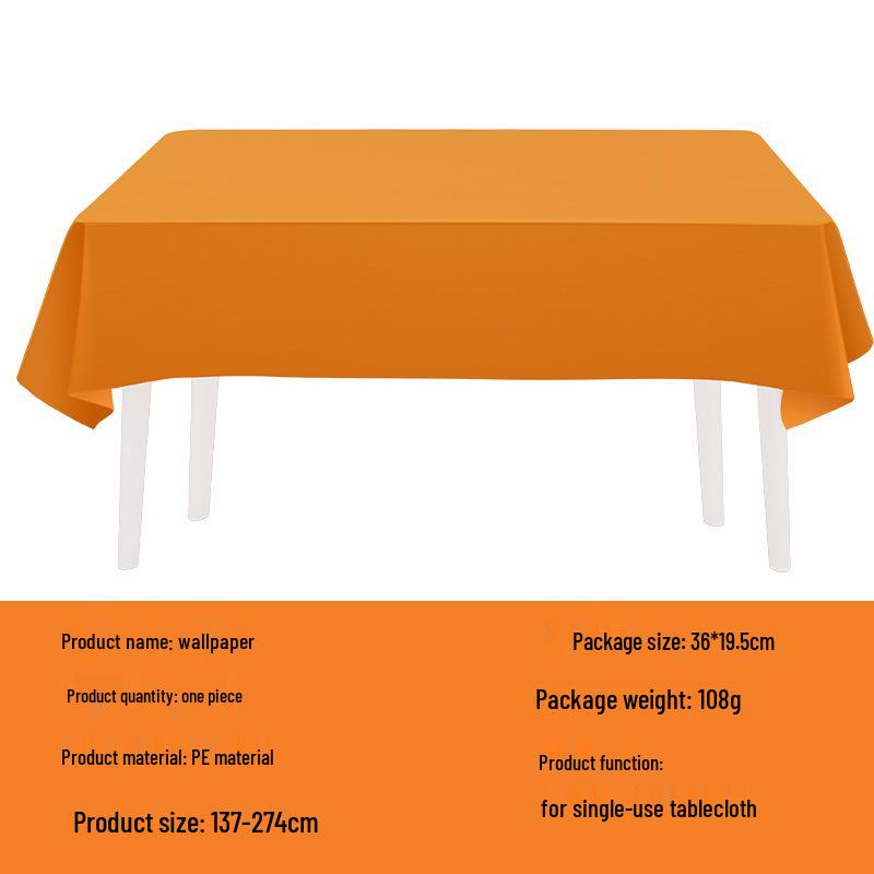 Orange Disposable Party Supplies: Paper Plates, Cups, Napkins, Cutlery, and Tablecloth