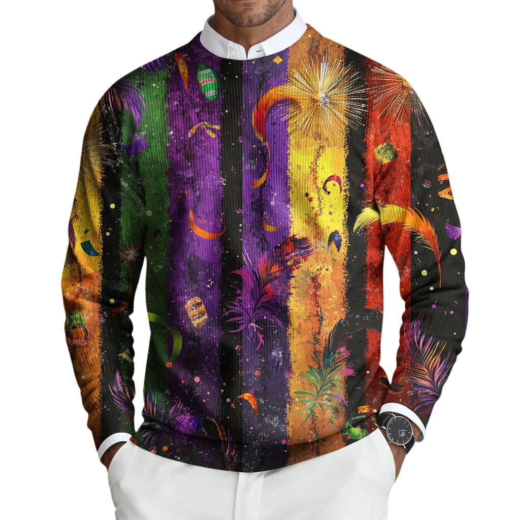 Herren Rundhals Langarm Rippstrick Pullover