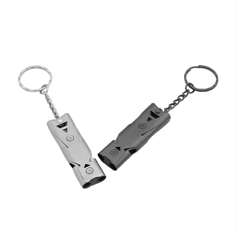 Double Tube High-Frequency 120dB Stainless Steel Survival Whistle - Outdoor Distress Rescue Whistle
