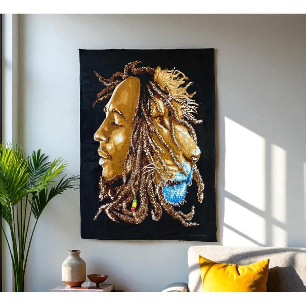 Third Eye Export Cotton Bob Marley Poster One World 42x30 – Hippie Decor Wall Hanging For Bedroom Wall Decor | Boho Tapestry | Boho Aesthetic Bob