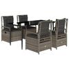 VidaXL Garden Dining Set 5 Pcs Grey Cushions Wicker 3262988