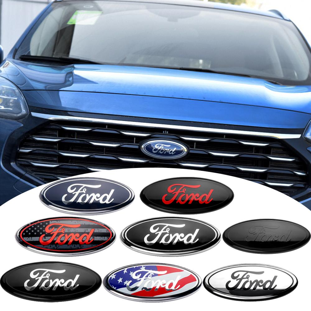 3D Car Front Grille Emblem Logo Rear Trunk Badge Stickers Accessories For Ford Focus Ranger Fiesta Mondeo S-max Kuga Mustang ST