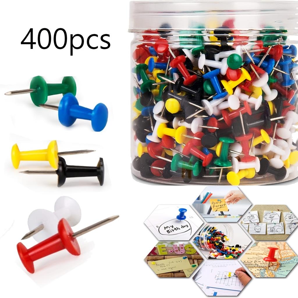 400PC Push Pins,Thumb Tacks for Bulletin Board,Thumb Tacks for Wall Hangings,Office Tacks Color Pins for Desk Decor Organization