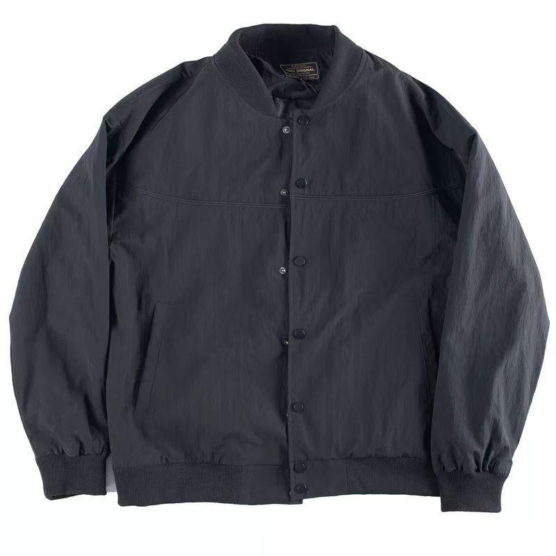 Men's Trendy Japanese Retro Black Baseball Windbreaker with Stand Collar: Spring/Autumn Stylish Casual Jacket