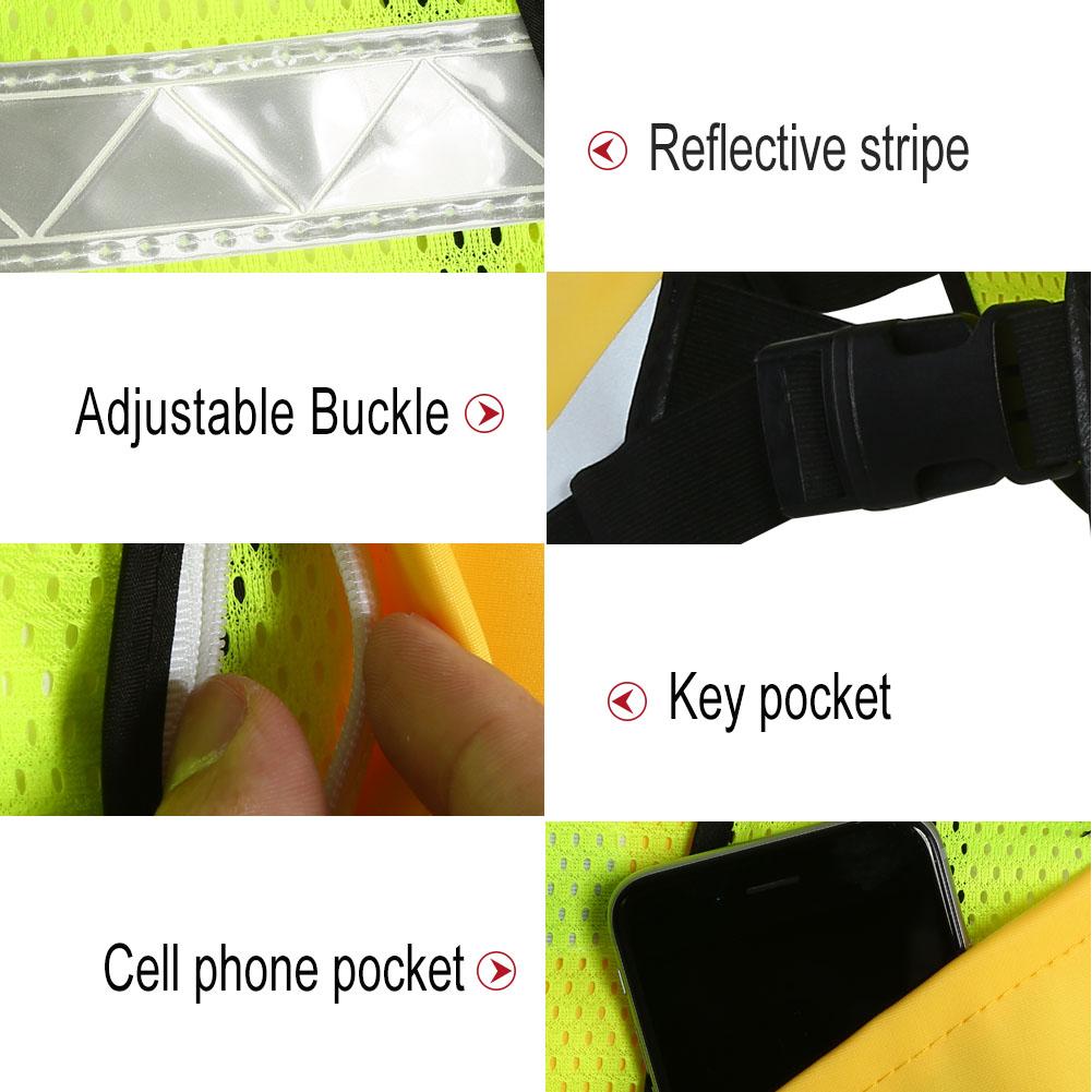 Multi function Night Sporting Reflective Cycling Running Vest Hiking Jacket (Yellow)